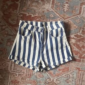 White and blue stripped shorts